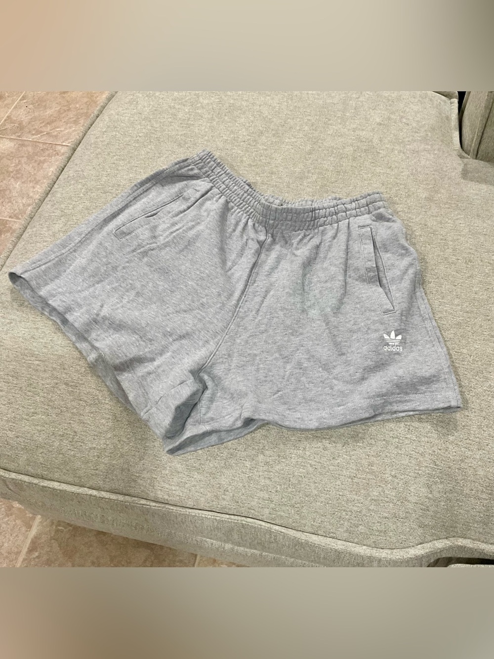 adidas Grey Athletic Fleece Shorts with Trefoil Logo